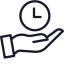Hand holding clock icon symbol